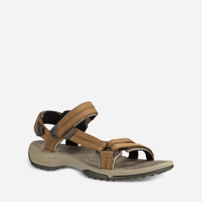 Dámské Turistické Sandály Teva Terra Fi Lite Leather Hnědé - CZ731309